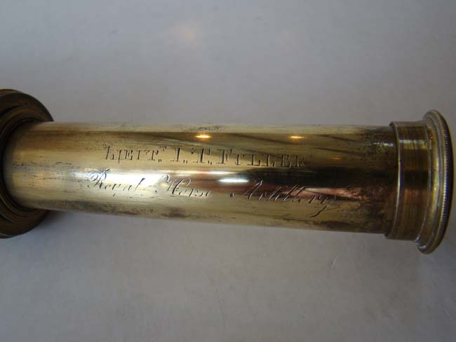 A Napoleonic period (circa 1810-1815) Royal Horse Artillery Officers' Three-draw Telescope by Gilbert & Sons, London, owned by Lt.   Fuller — image 2